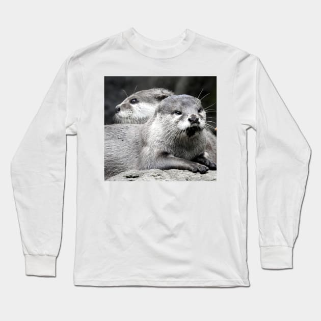 Asian Small-Clawed Otter Long Sleeve T-Shirt by kirstybush